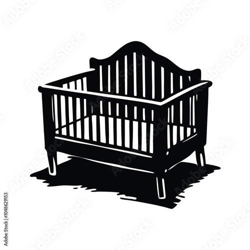 Wooden Crib Silhouette Art.