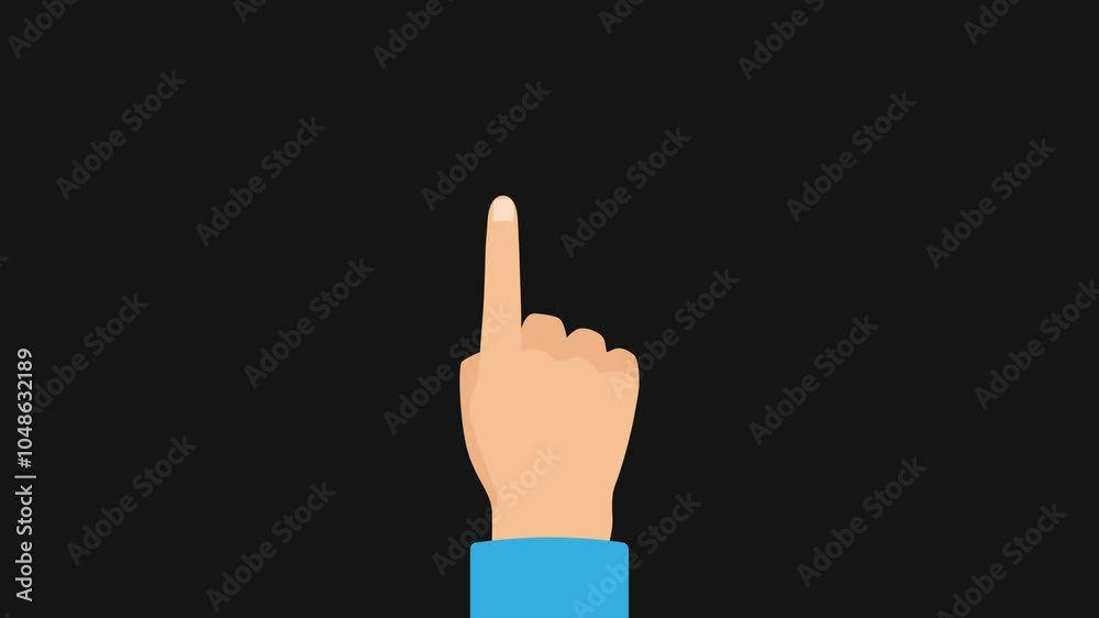 Hand clicking gesture animation with single and double click on screen