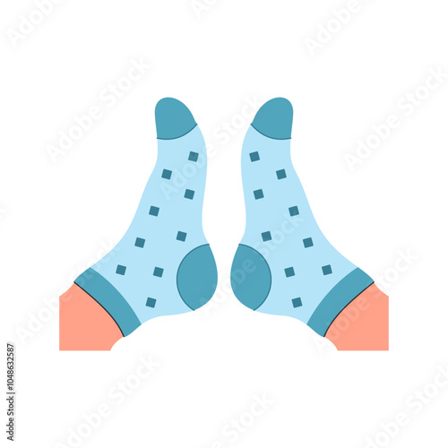 Simple human feet wearing socks vector illustration in hand drawn style, feet in colorful socks icon vector