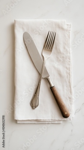 Elegant Silverware on a White Napkin