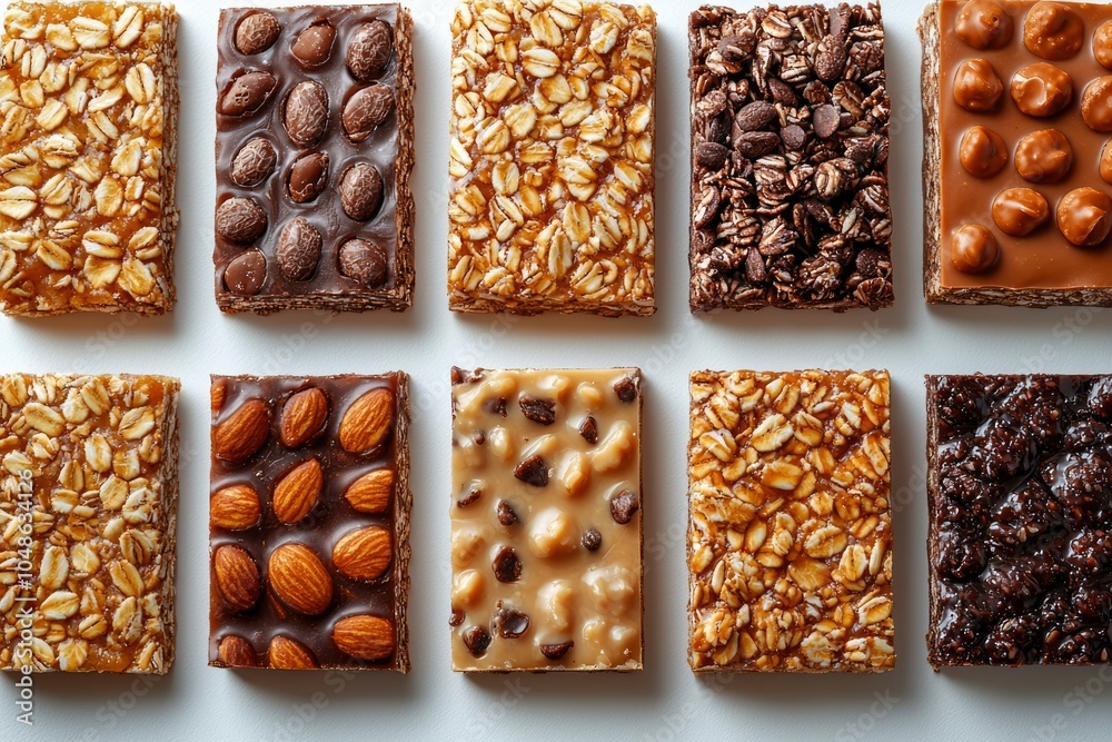 Assorted Flavors of Granola Bars with Different Toppings Assorted Flavors of Granola Bars with Different Toppings