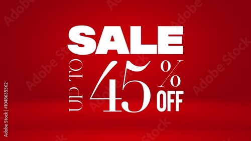 Red sticker 45% off animation, Text sale 45% off animation 4k	