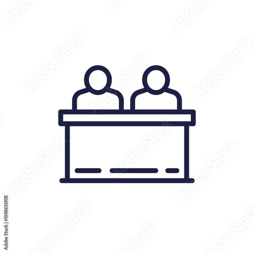 counter desk, reception counter line icon on white