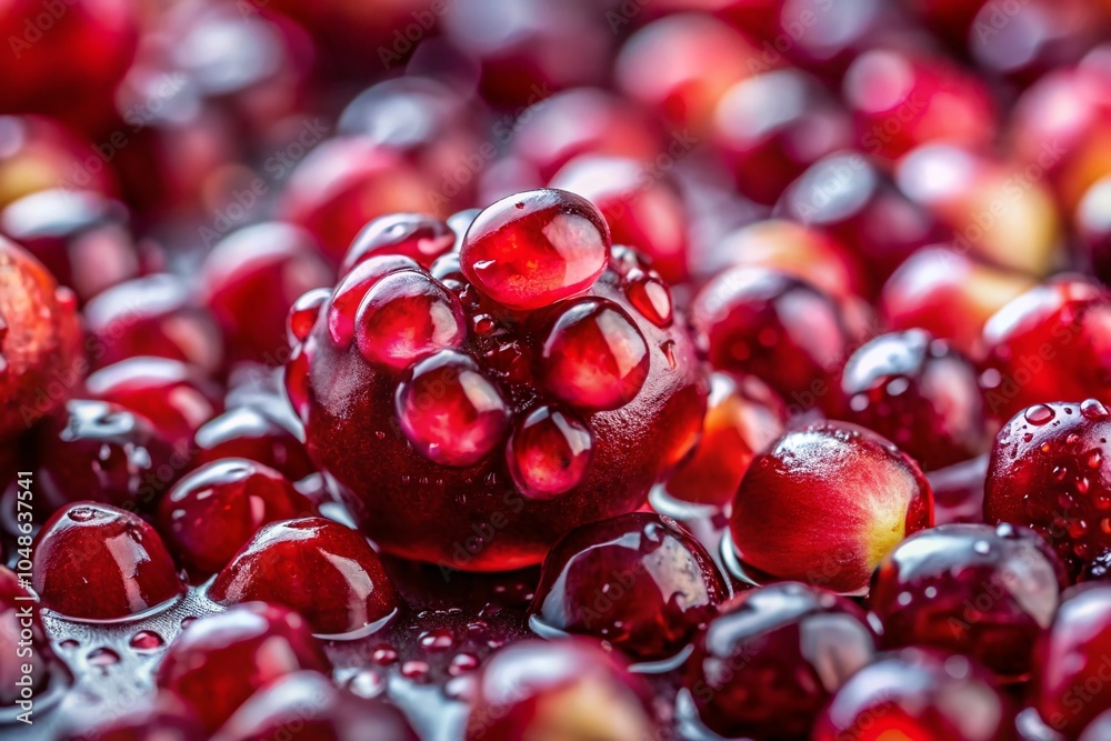 Macro Shot of Fresh Pomegranate Seeds with Water Droplets – Minimalist Photography Macro Shot of Fresh Pomegranate Seeds with Water Droplets – Minimalist Photography
