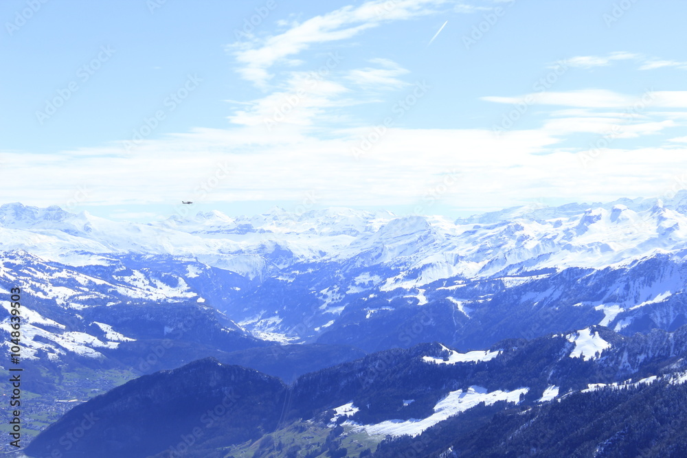 Panoramic View of Swiss Mountains in Winter Panoramic View of Swiss Mountains in Winter