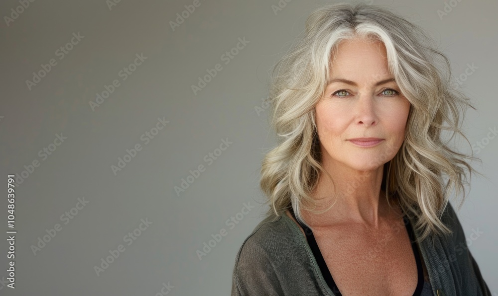 The woman showcases her stylish shoulder-length blonde hair, embodying confidence with a serene expression against a plain backdrop, radiating grace and poise. The woman showcases her stylish shoulder-length blonde hair, embodying confidence with a serene expression against a plain backdrop, radiating grace and poise.