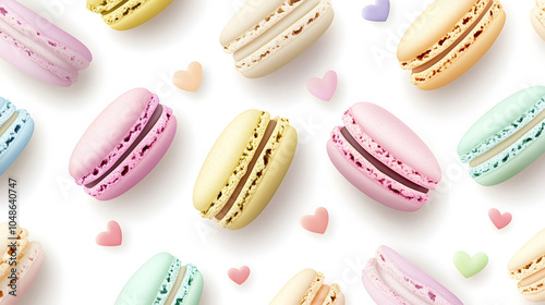 Colorful assortment of chocolate Easter eggs and macaroons arranged on a plate, showcasing a delightful selection of sweet treats