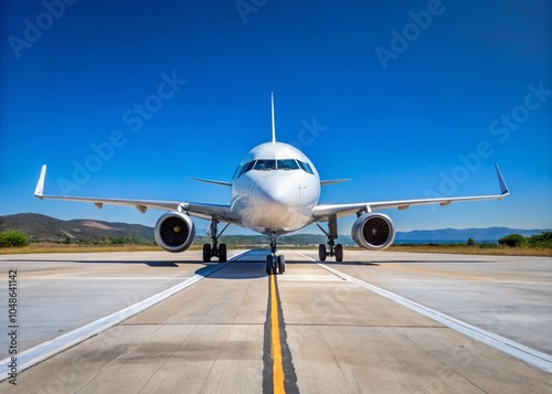 Minimalist Aviation Scene at Zante Airport Featuring Lufthansa Airlines Airbus on Tarmac in Zakynthos, Greece, June 18, photo