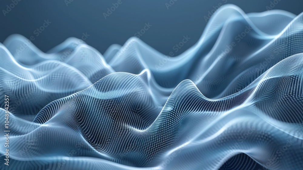Naklejka premium Flat modern gray-blue screensaver with geometric wave designs and linear elements, perfect for media presentations and digital backdrops with a clean and refined aesthetic
