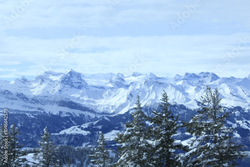 Wallpaper Mural Panoramic View of Swiss Mountains in Winter Torontodigital.ca