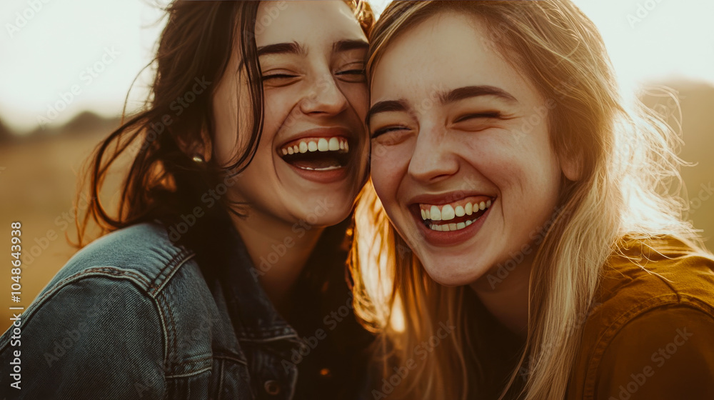 Group of Friends Laughing in Nature Setting Group of Friends Laughing in Nature Setting