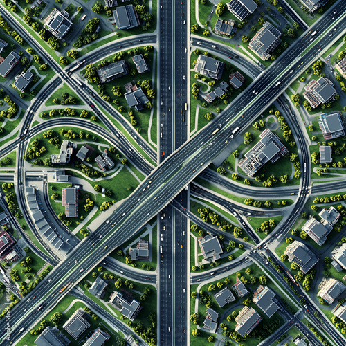 Intricate Road Network, Aerial View of an Urban Road Network
City Traffic Interchange System photo