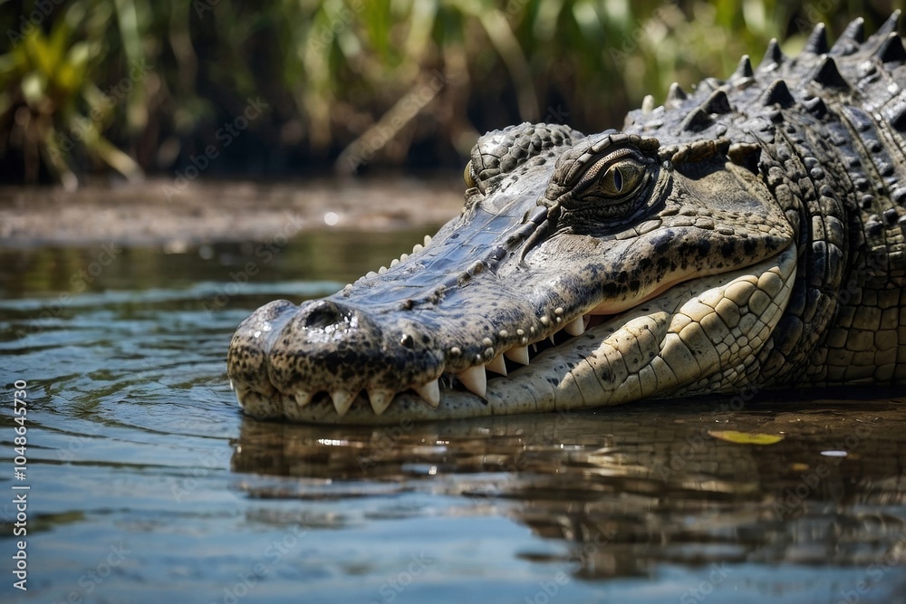 Fototapeta premium A saltwater crocodile in its natural environment