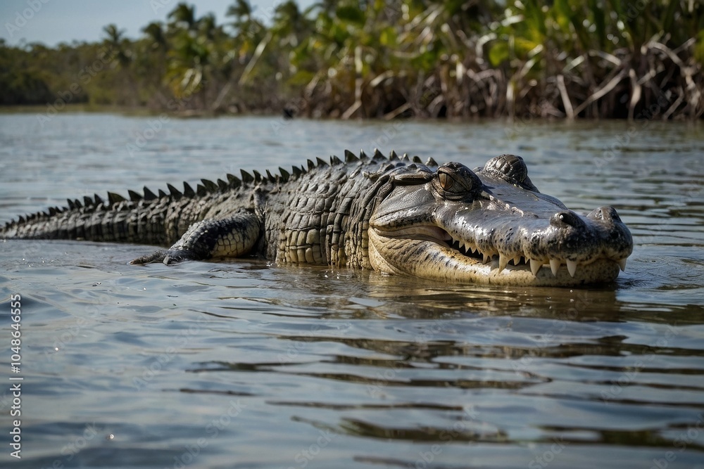 Obraz premium A saltwater crocodile in its natural environment