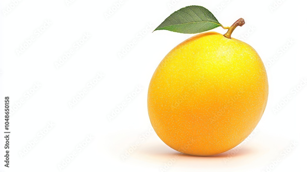 Fresh Yellow Passion Fruit with Leaf Isolated on White Background Fresh Yellow Passion Fruit with Leaf Isolated on White Background