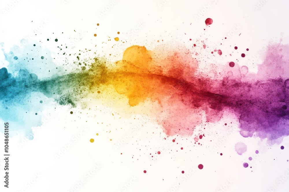 Fototapeta premium A colorful line of paint splatters on a white background