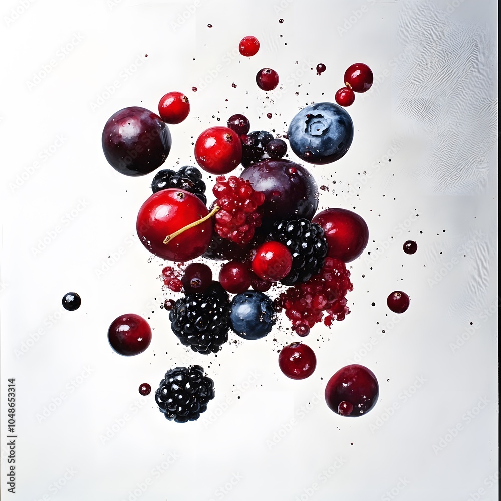 Fresh Berries Splashing in Water Red Blue Black Antioxidant Food Healthy Snack Frui Fresh Berries Splashing in Water Red Blue Black Antioxidant Food Healthy Snack Frui