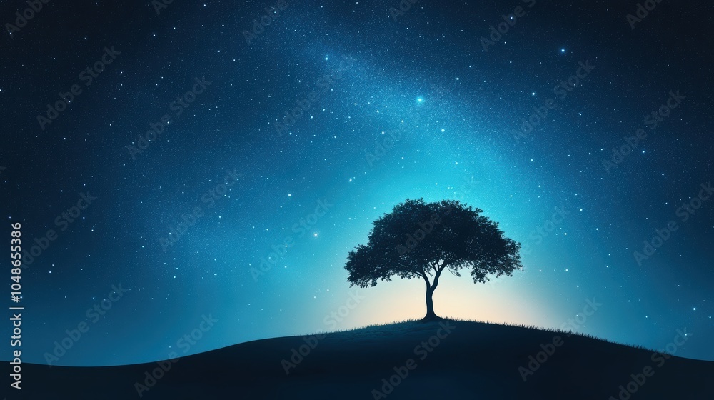 A lone tree stands silhouetted against the darkening sky, its branches reaching towards the stars, as if yearning for the mysteries of the night. A lone tree stands silhouetted against the darkening sky, its branches reaching towards the stars, as if yearning for the mysteries of the night.