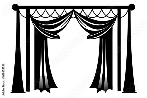 curtains  silhouette vector illustration