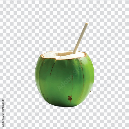 Green Coconut on transparent background
