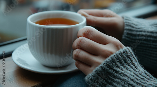 Mindfulness Journaling in a Quiet Cafe with Herbal Tea