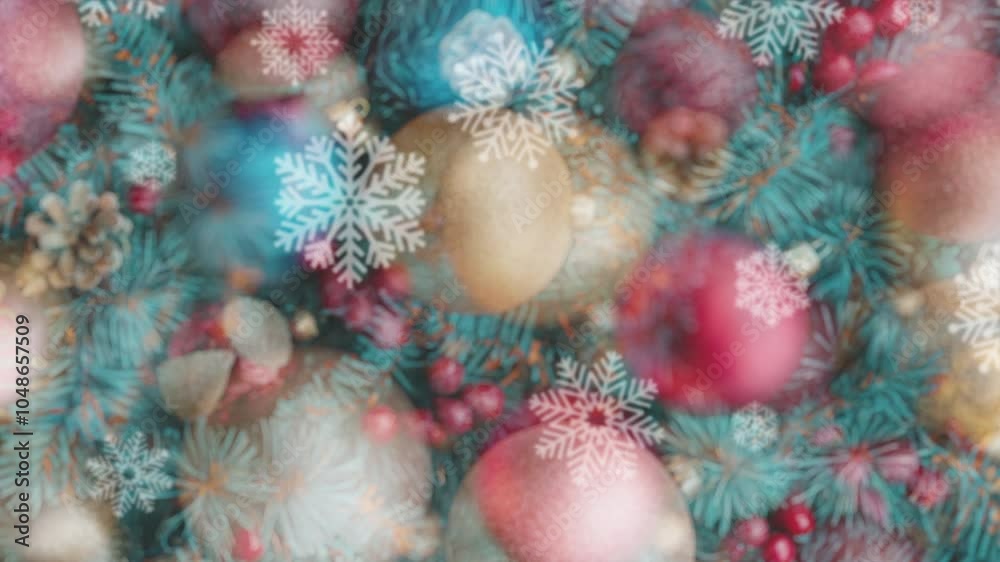 Abstract colorful motion artwork background of a Christmas theme. Digital seamless loop animation 4k