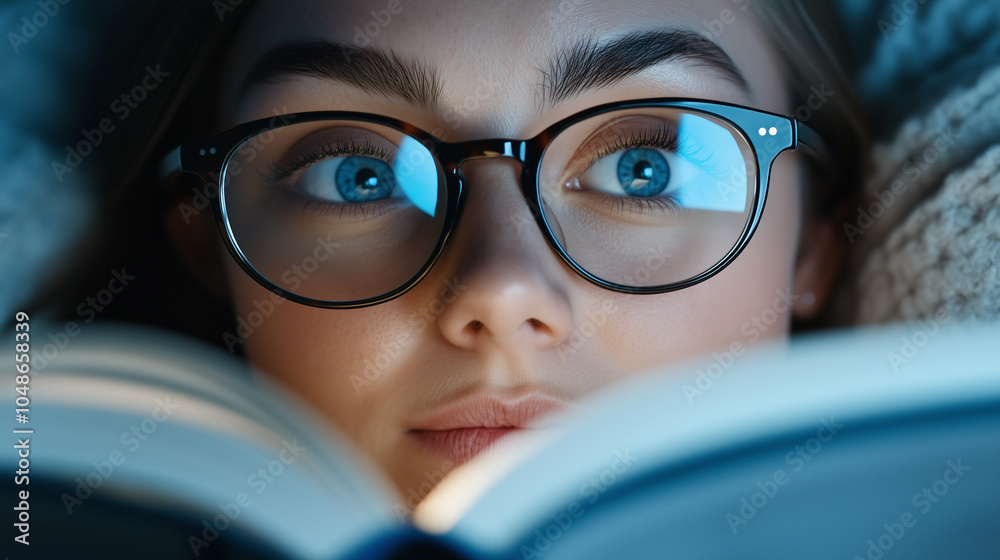 Fototapeta premium Blue Light-Blocking Glasses and Evening Digital Detox