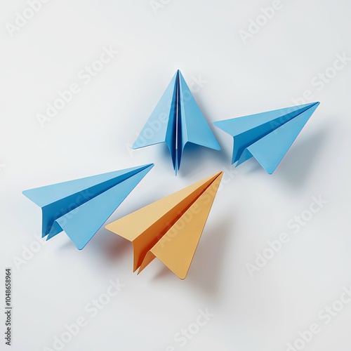 Free Download Colorful paper airplanes arranged creatively on a white surface. - GFXLoad