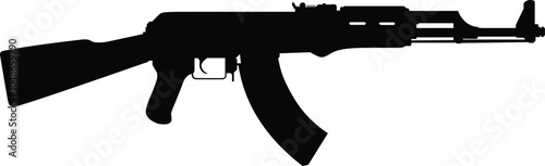 Assaulted rifle AK47, AK56 Silhouette vector isolated on background