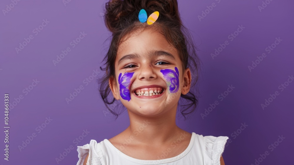 child with painted face child with painted face