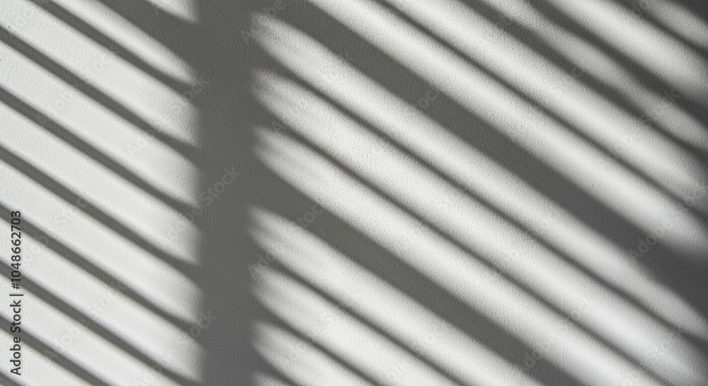 Fototapeta premium Diagonal Stripes Shadow On White Wall
