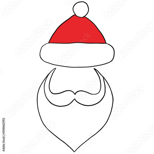 Santa hat Santa Claus Christmas dress up mask pretend illustration upper lip beard masquerade mask