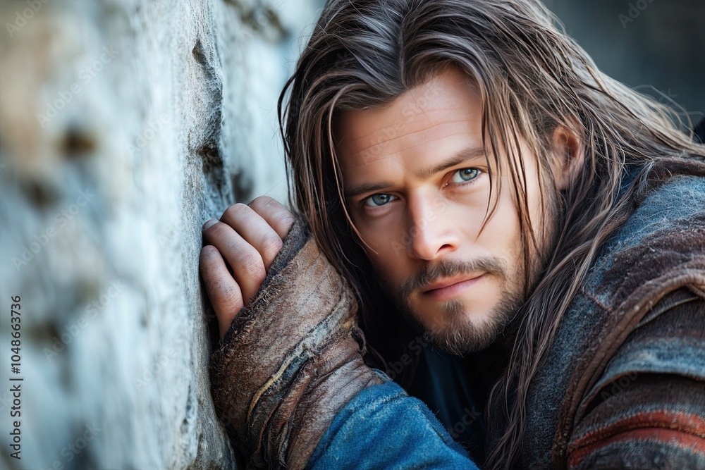A Captivating Studio Portrait of a Handsome Elf With Long Hair, Exuding Enchanting Charm and Allure A Captivating Studio Portrait of a Handsome Elf With Long Hair, Exuding Enchanting Charm and Allure