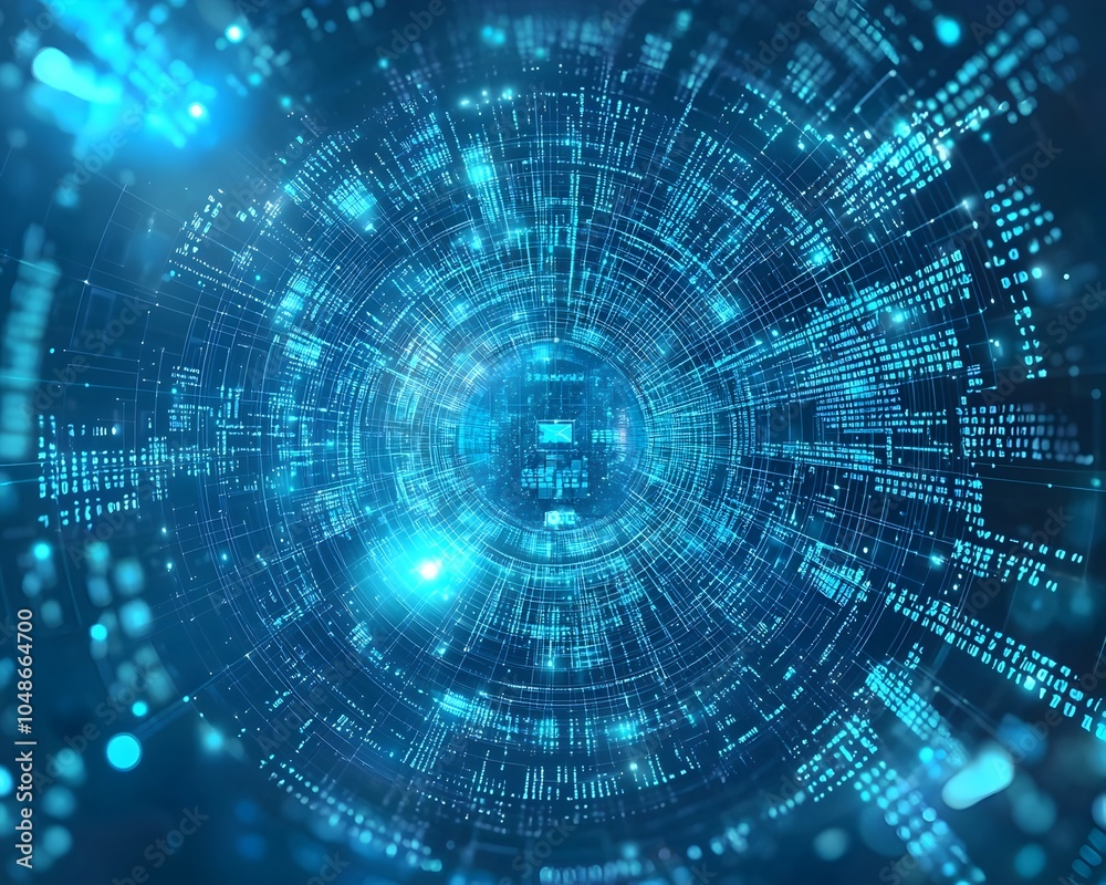 Quantum Interface Visualizing Advanced Data Encryption and Communication Technology Concept