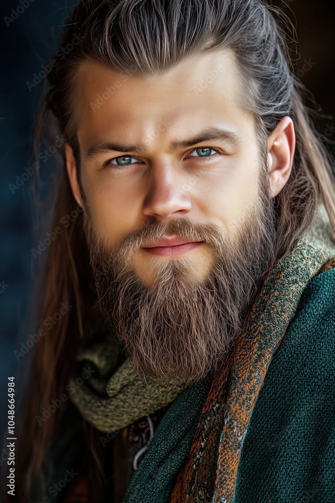 Enchanting Portrait of a Handsome Elf With Long Hair in a Studio Setting