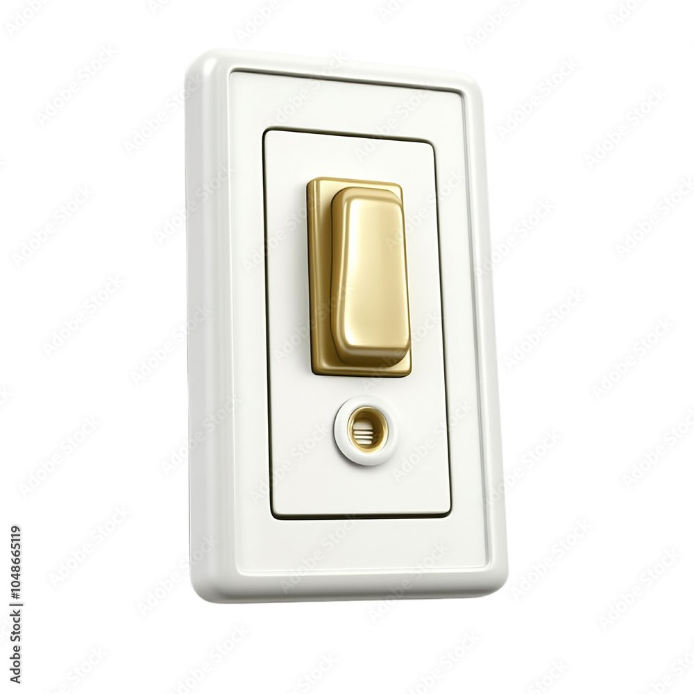 Elegant White and Gold Light Switch with Knob Elegant White and Gold Light Switch with Knob