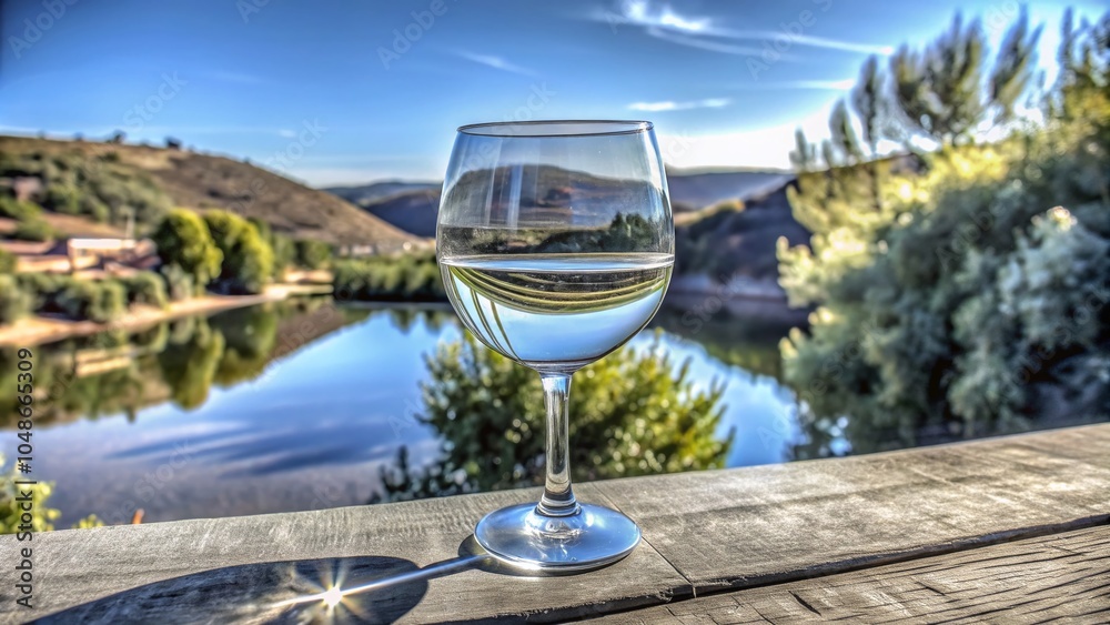 Scenic Wine Glass Reflection in Nature - Drone Photography Capture of Trees and Landscape