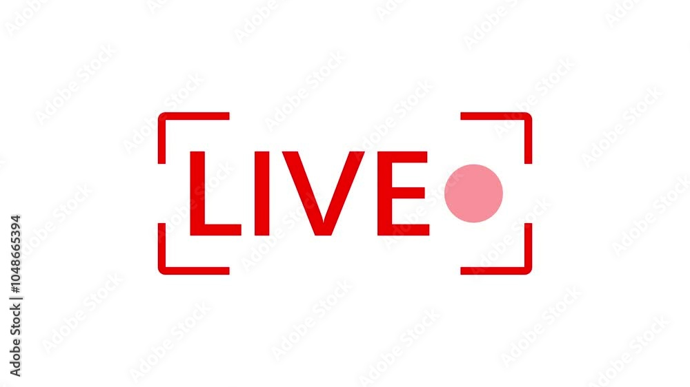 live on icon animation. video recording live animation with alpha channel. 4k videos