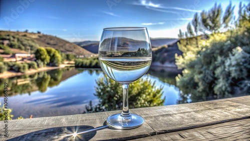 Scenic Wine Glass Reflection in Nature - Drone Photography Capture of Trees and Landscape