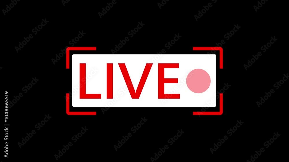 live on icon animation. video recording live animation with alpha channel. 4k videos
