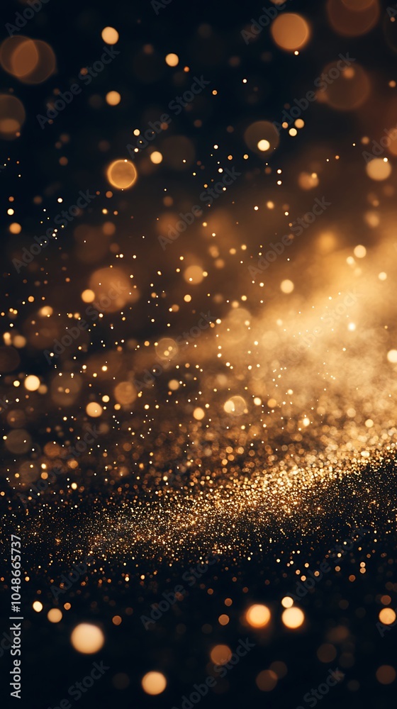 Sparkling Golden Lights Isolated on a Deep, Dark Backdrop Sparkling Golden Lights Isolated on a Deep, Dark Backdrop