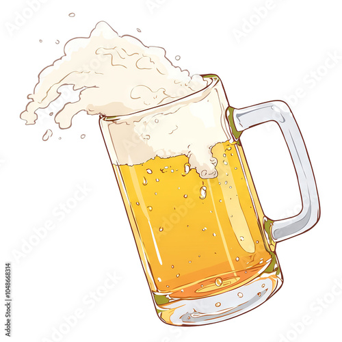 Japanese anime Glass of Beer illustration, no background png
