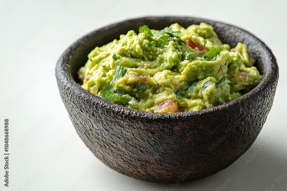 A Bowl of Guacamole with Cilantro and Red Onion A Bowl of Guacamole with Cilantro and Red Onion