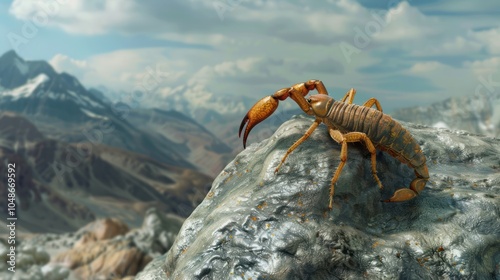 A Scorpion Perched on a Mountain Rock photo