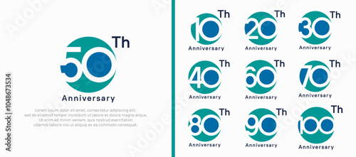 anniversary logotype set. vector design green and blue color circle can be use for celebration moment