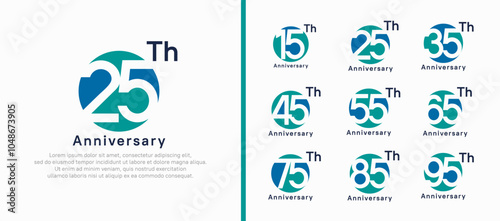 anniversary logotype set. vector design green and blue color circle can be use for celebration moment