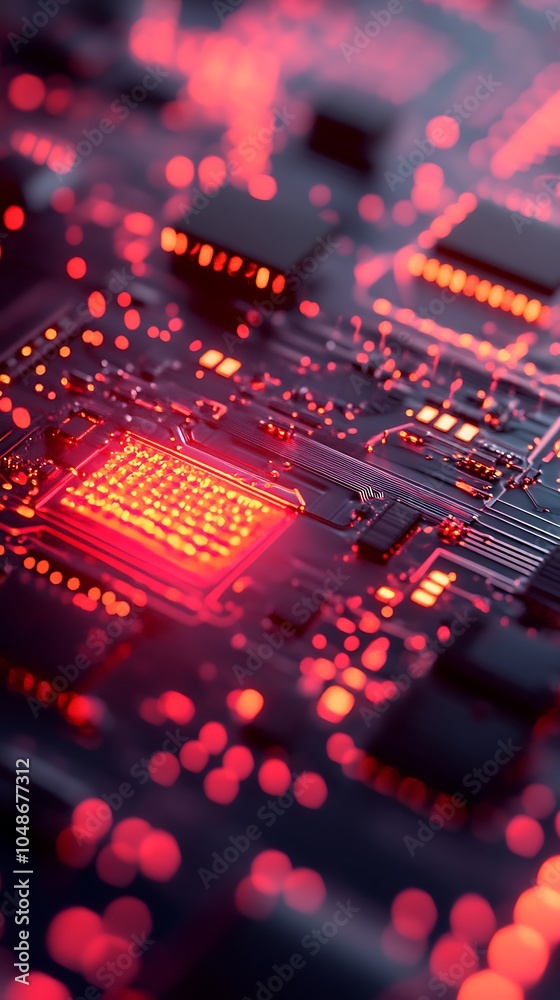 Obraz premium Supercomputer circuitry texture reveals highly detailed, advanced technological framework.