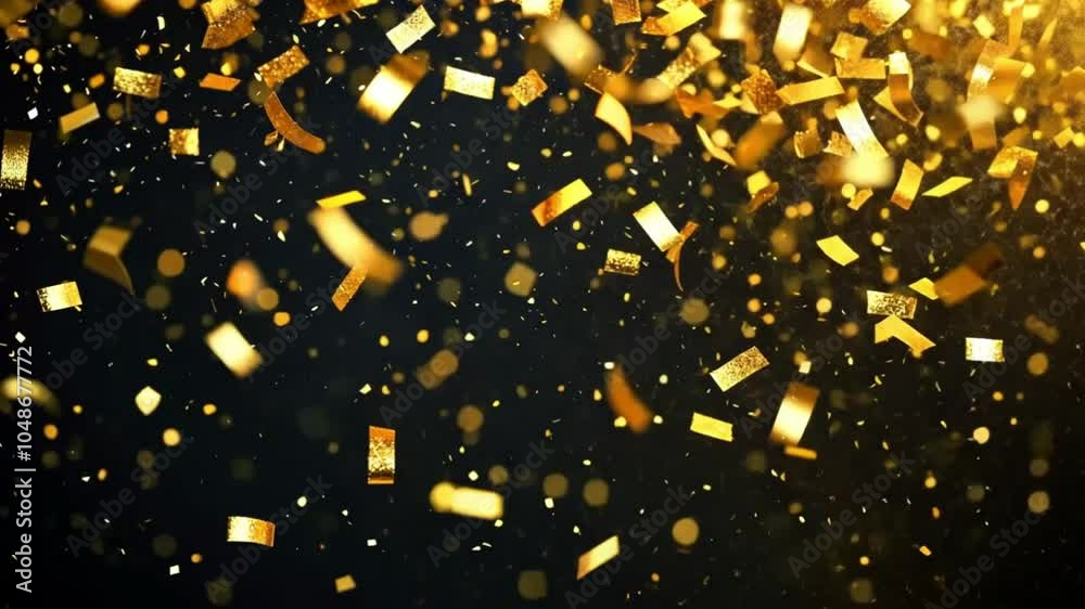 gold confetti falling in slow motion