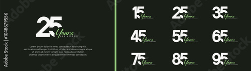 anniversary logotype set. vector design white and green color can be use for special moment