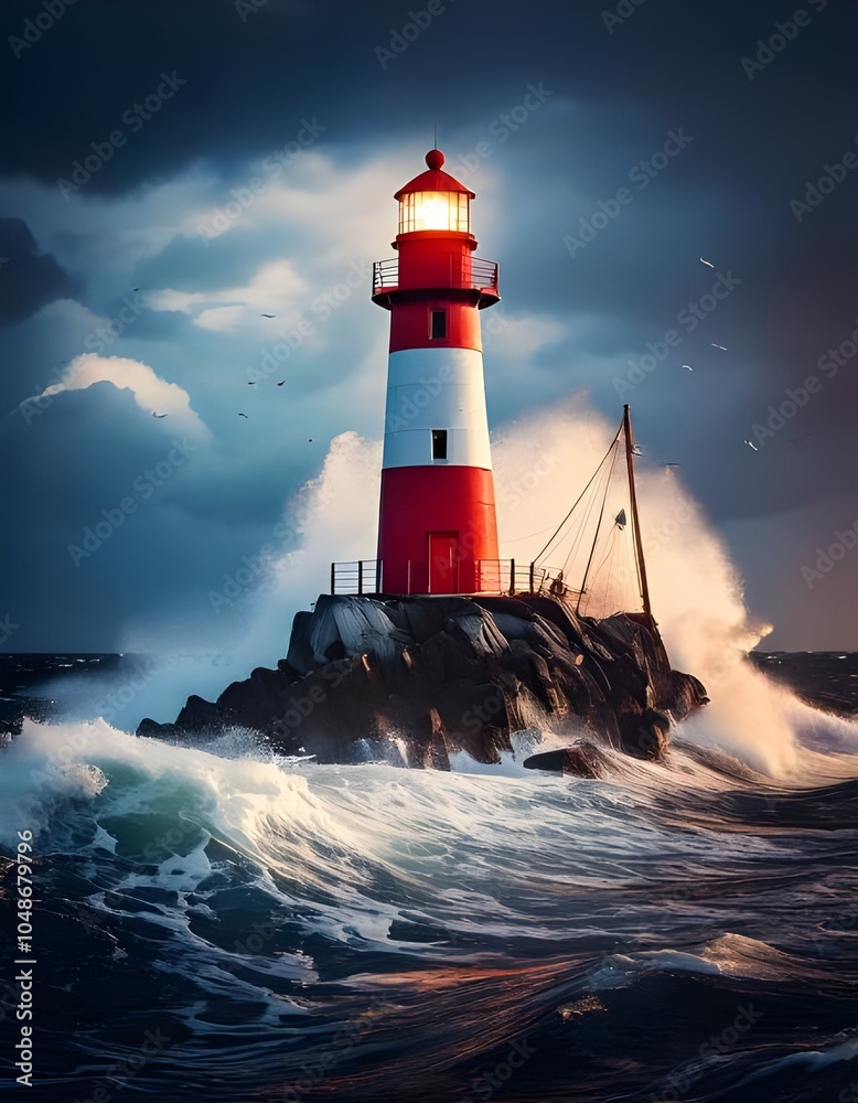 Obraz premium lighthouse on the shore of the sea